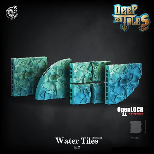 3D Printed Cast n Play Water Tiles Deep Sea Tales 28mm 32mm D&D - 3D Printing Boss 