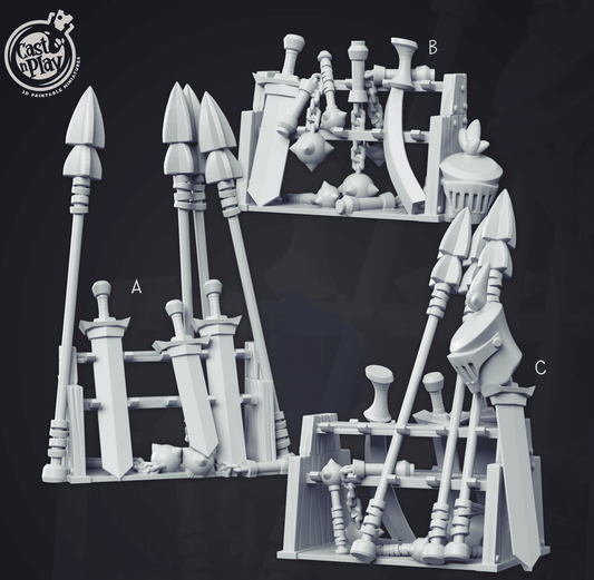 3D Printed Cast n Play - Weapon Racks 28mm 32mm D&D - 3D Printing Boss 