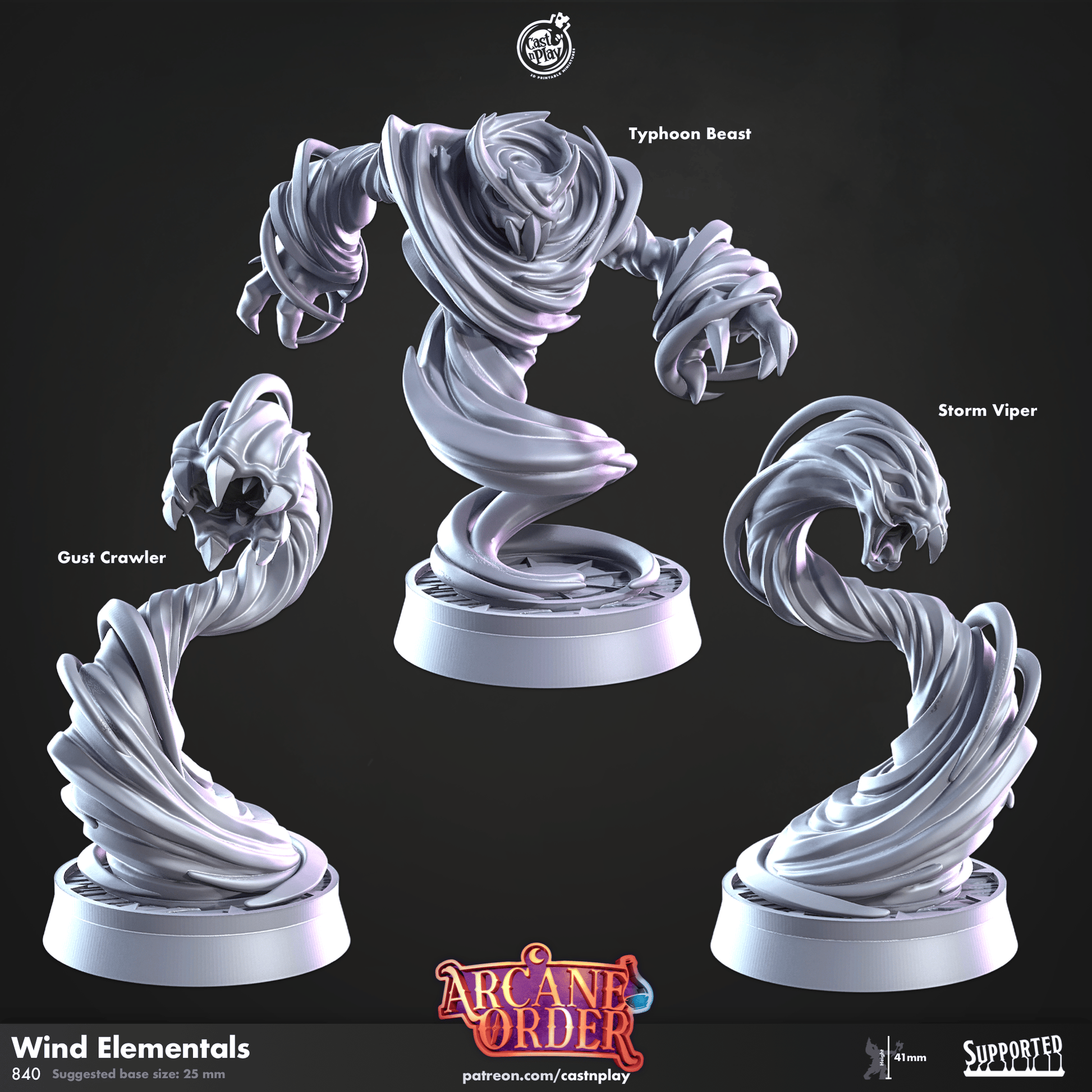 3D Printed Cast n Play Wind Elementals 28mm 32mm D&D - 3D Printing Boss 