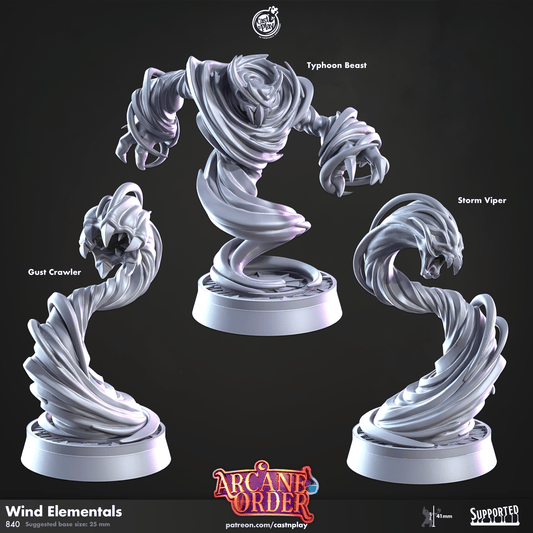 3D Printed Cast n Play Wind Elementals 28mm 32mm D&D - 3D Printing Boss 