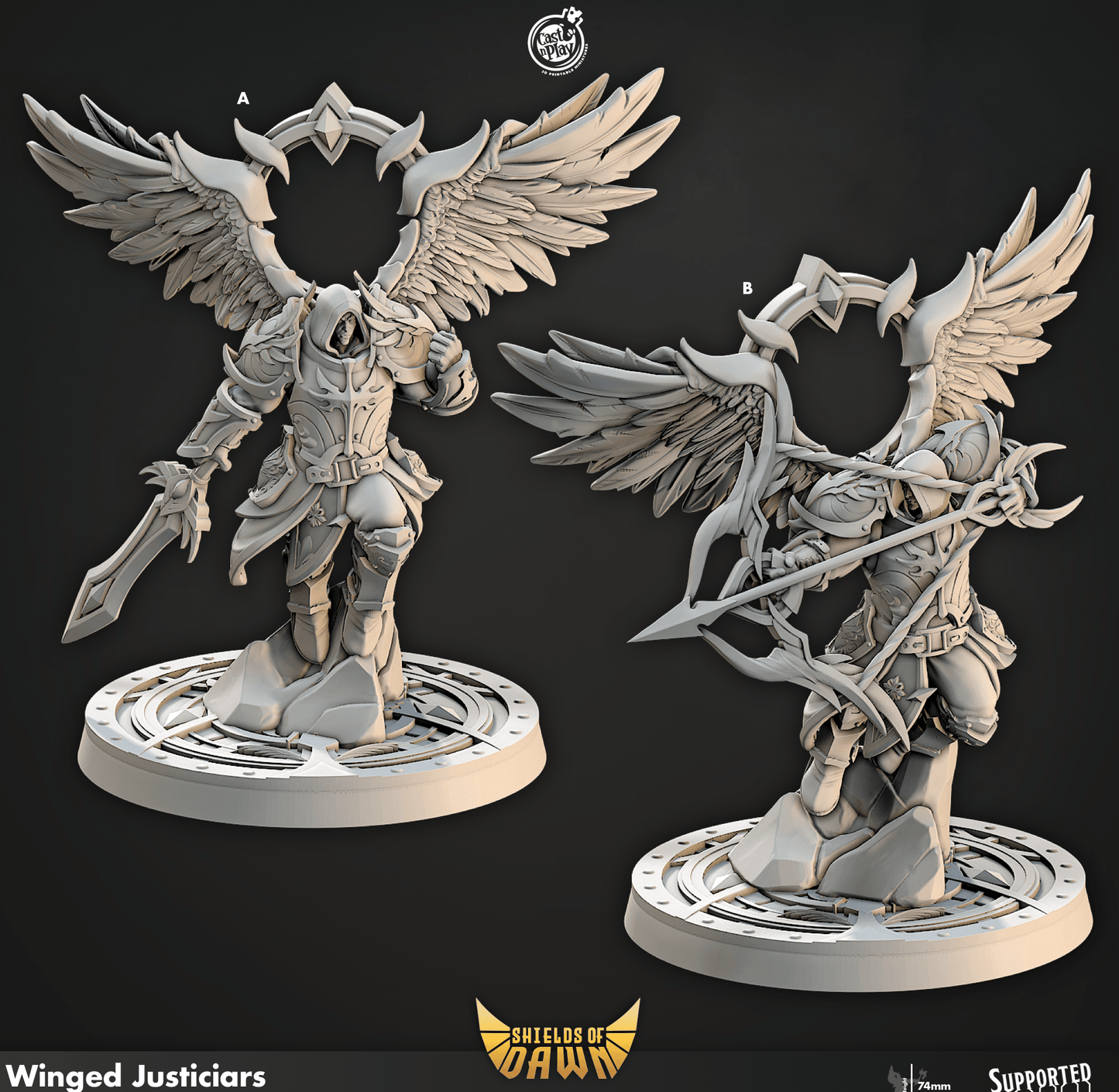 3D Printed Cast n Play Winged Justiciars Shields of Dawn 28mm 32mm D&D - 3D Printing Boss 