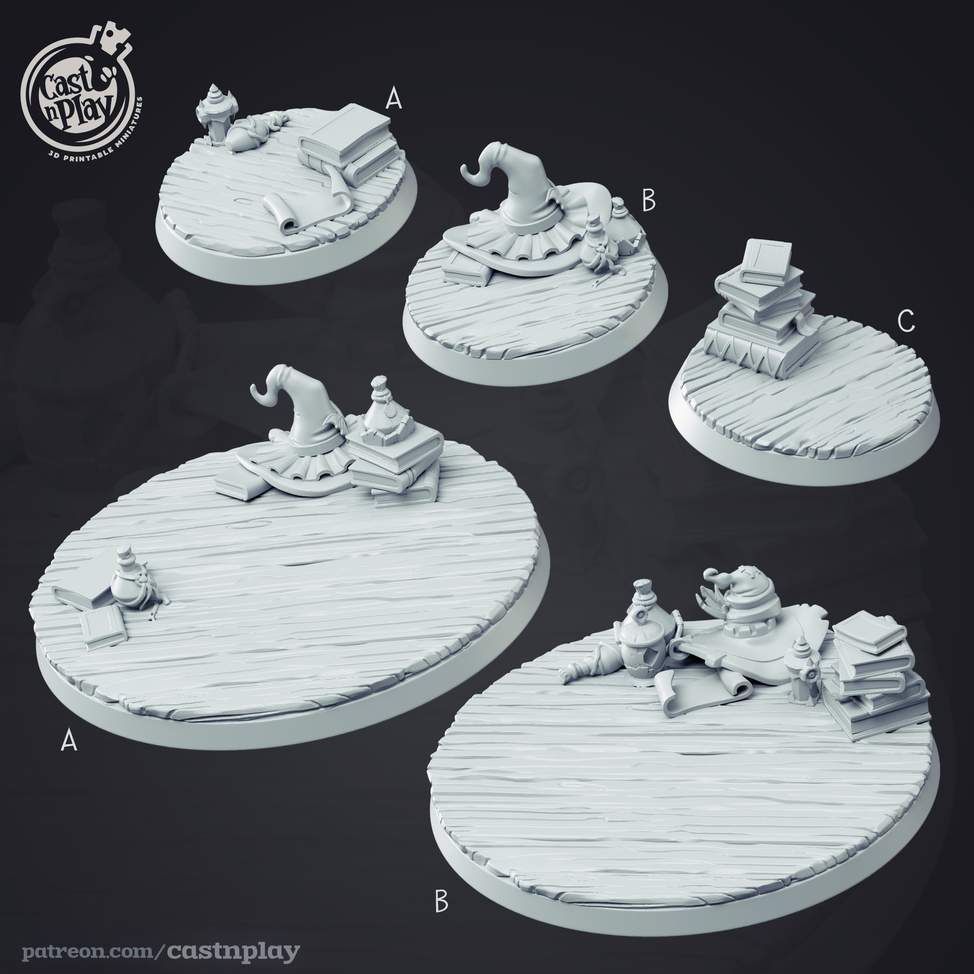3D Printed Cast n Play Wizard Bases Wizard's Guild Set 28mm 32mm D&D - 3D Printing Boss 