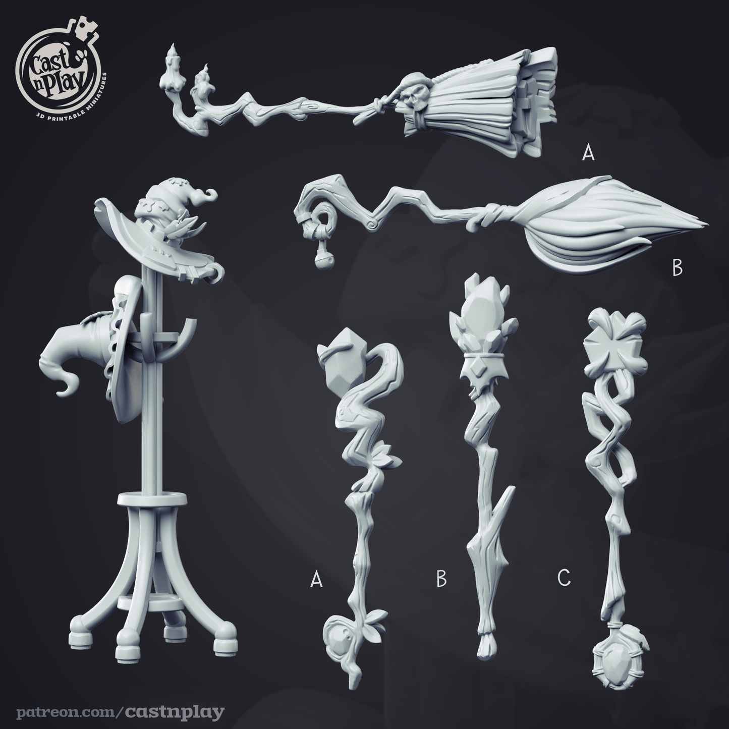 3D Printed Cast n Play Wizard Props Wizard's Guild Set 28mm 32mm D&D - 3D Printing Boss 