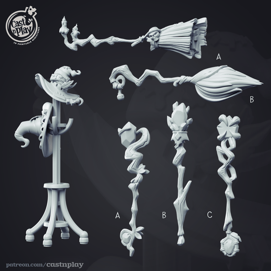 3D Printed Cast n Play Wizard Props Wizard's Guild Set 28mm 32mm D&D - 3D Printing Boss 