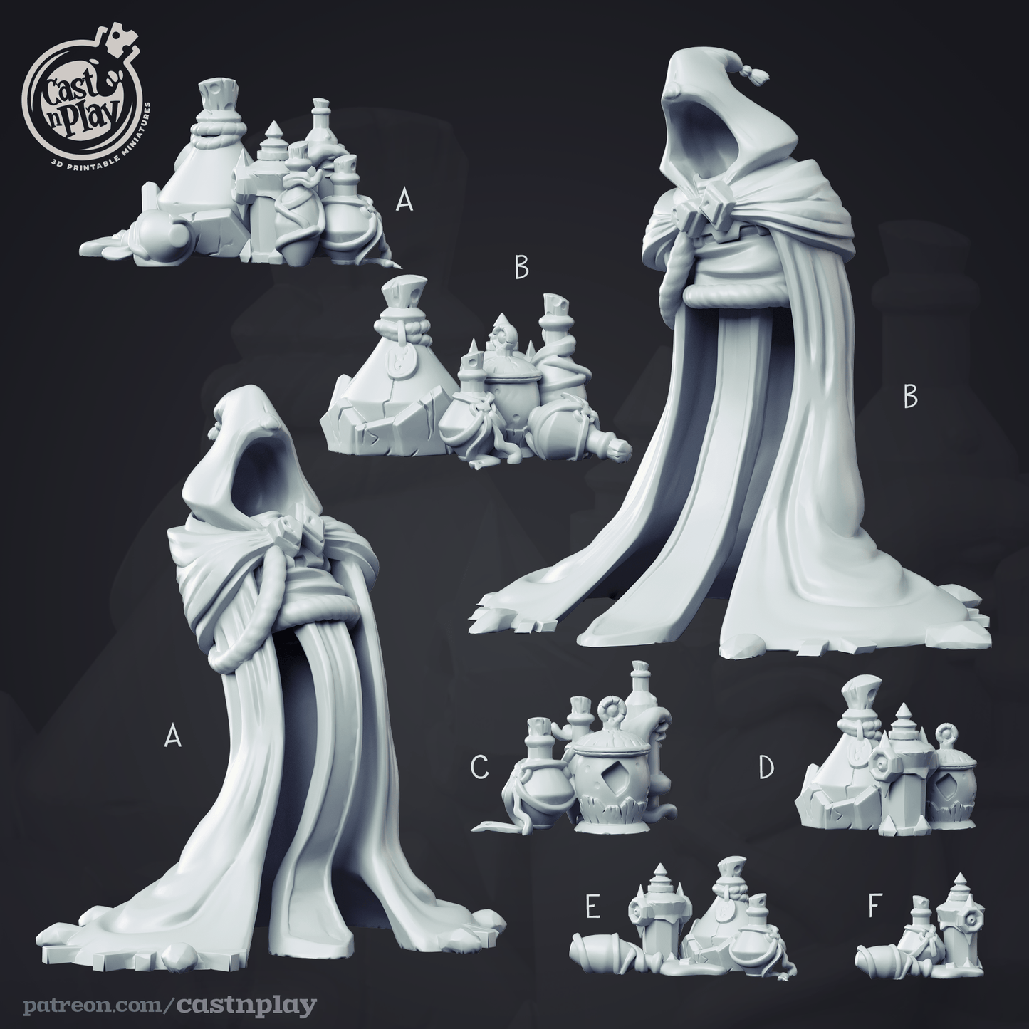 3D Printed Cast n Play Wizard Props Wizard's Guild Set 28mm 32mm D&D - 3D Printing Boss 
