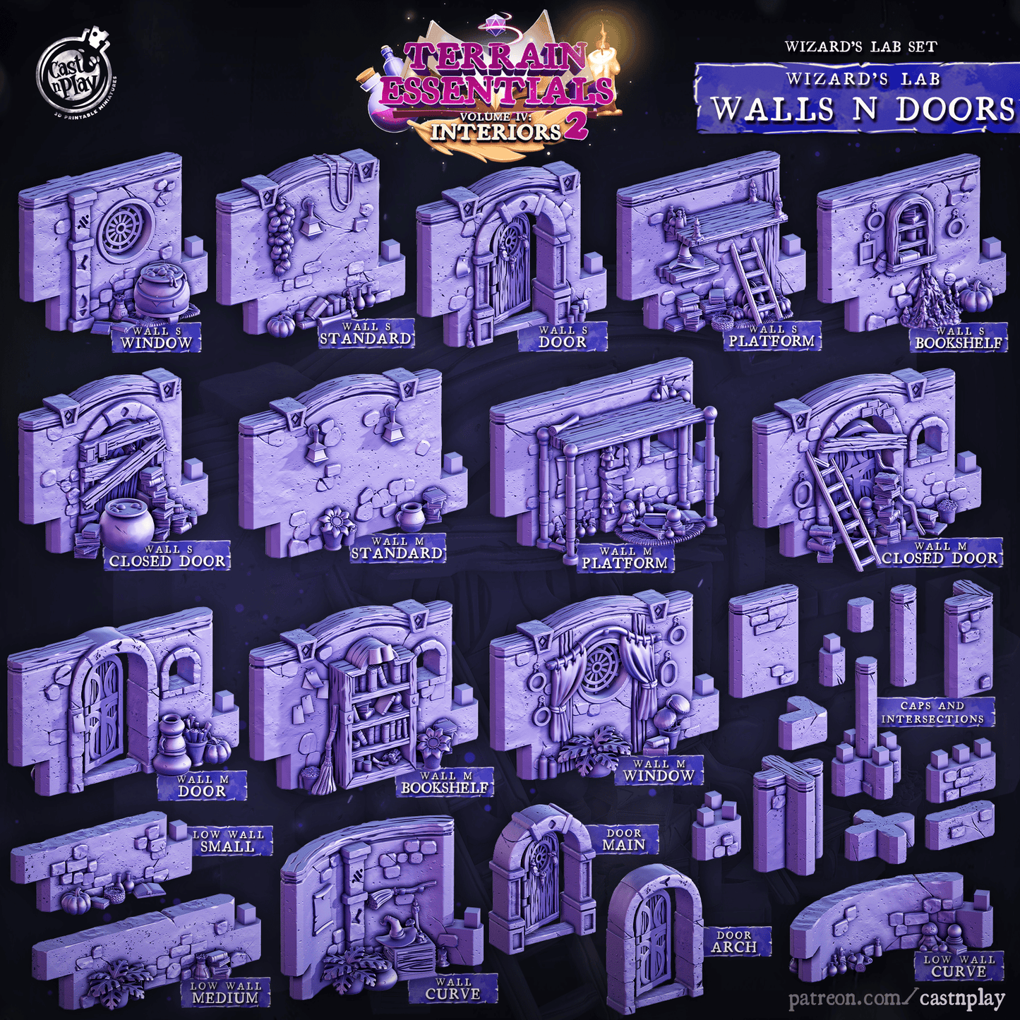 3D Printed Cast n Play Wizard's Lab Doors and Walls Set 28mm 32mm D&D - 3D Printing Boss 