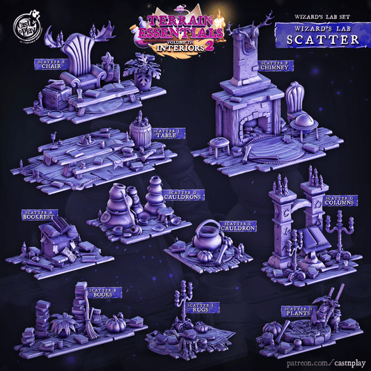 3D Printed Cast n Play Wizard's Lab Scatter Set 28mm 32mm D&D - 3D Printing Boss 