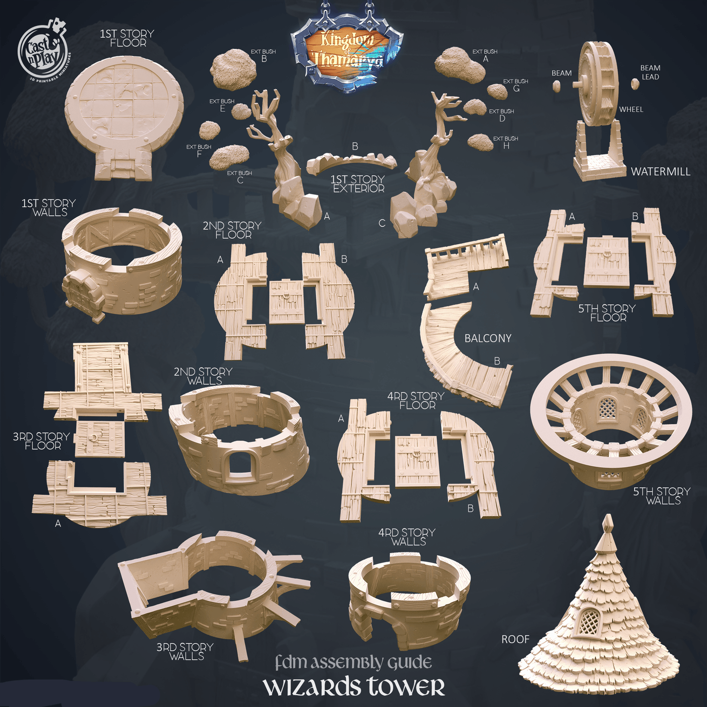 3D Printed Cast n Play Wizard's Tower Kingdom Of Thamarya 28mm 32mm D&D - 3D Printing Boss 