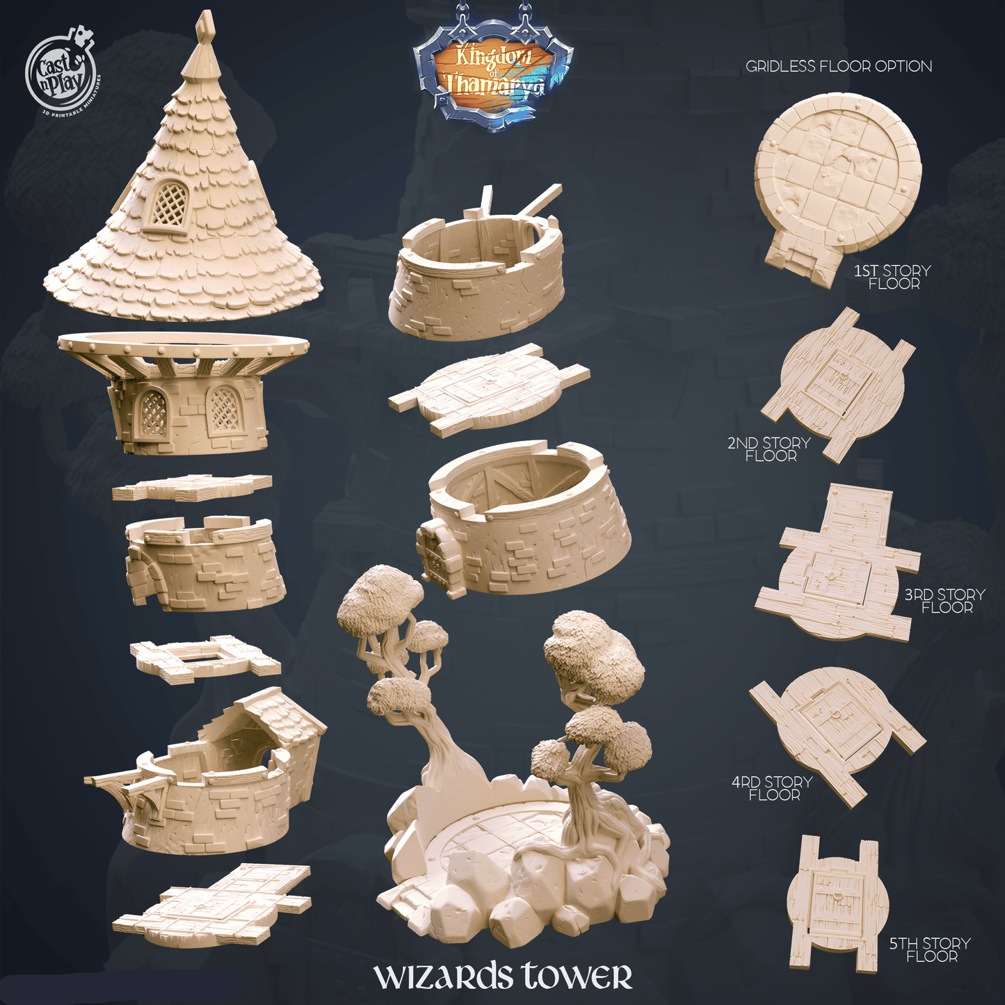 3D Printed Cast n Play Wizard's Tower Kingdom Of Thamarya 28mm 32mm D&D - 3D Printing Boss 