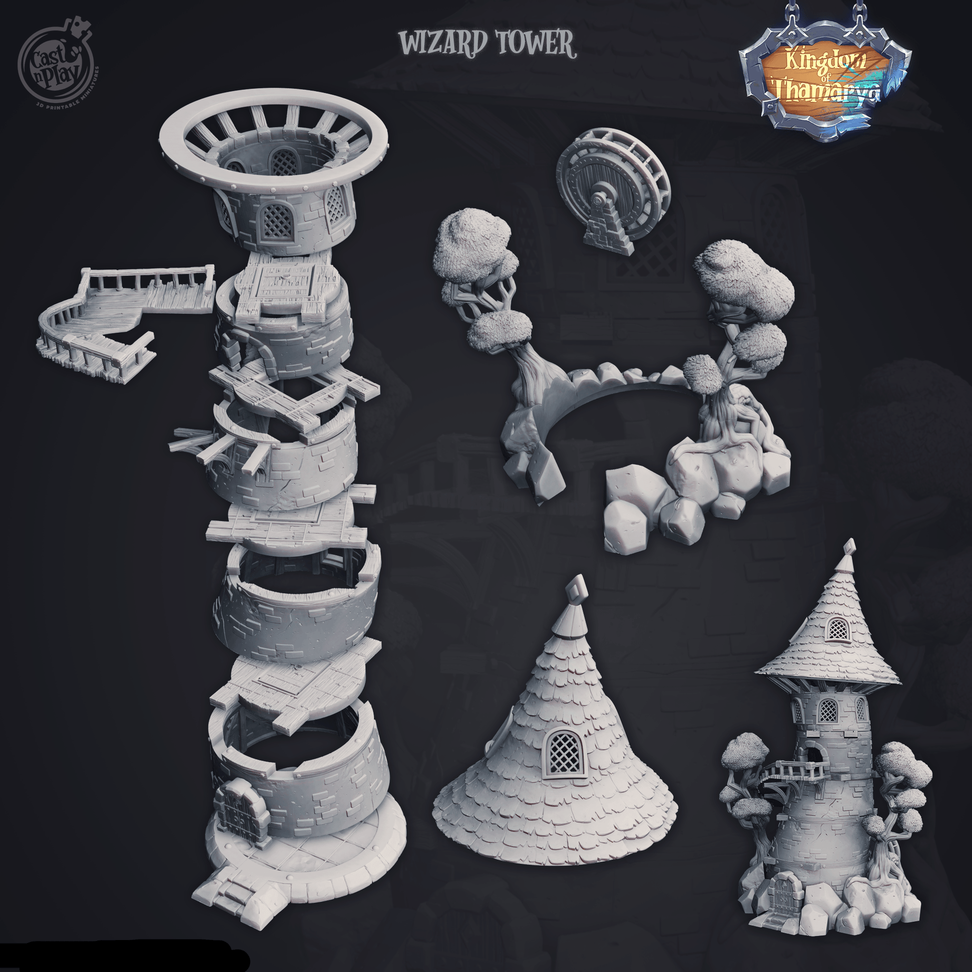 3D Printed Cast n Play Wizard's Tower Kingdom Of Thamarya 28mm 32mm D&D - 3D Printing Boss 