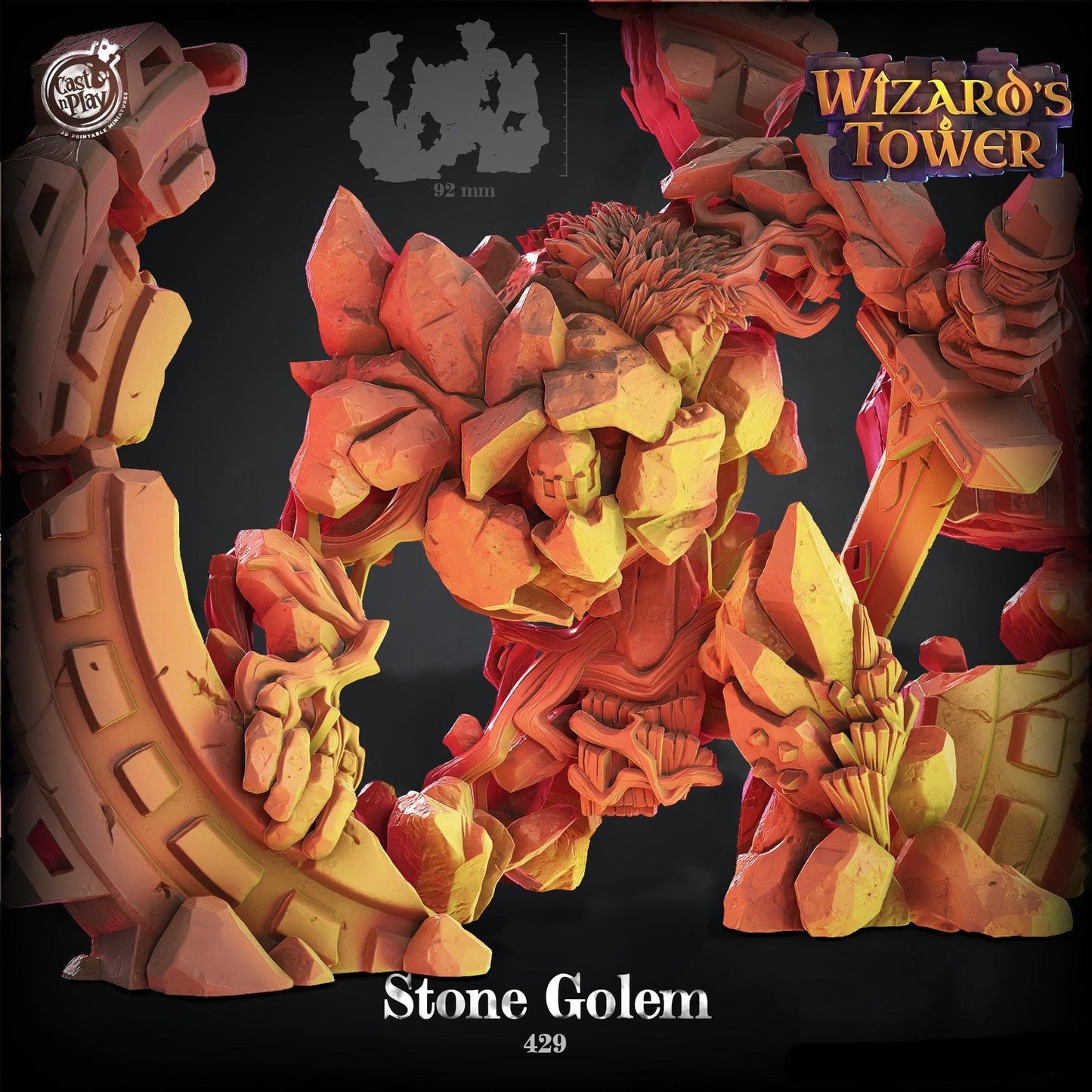 3D Printed Cast n Play Wizard's Tower - Stone Golem 28mm 32mm D&D - 3D Printing Boss 