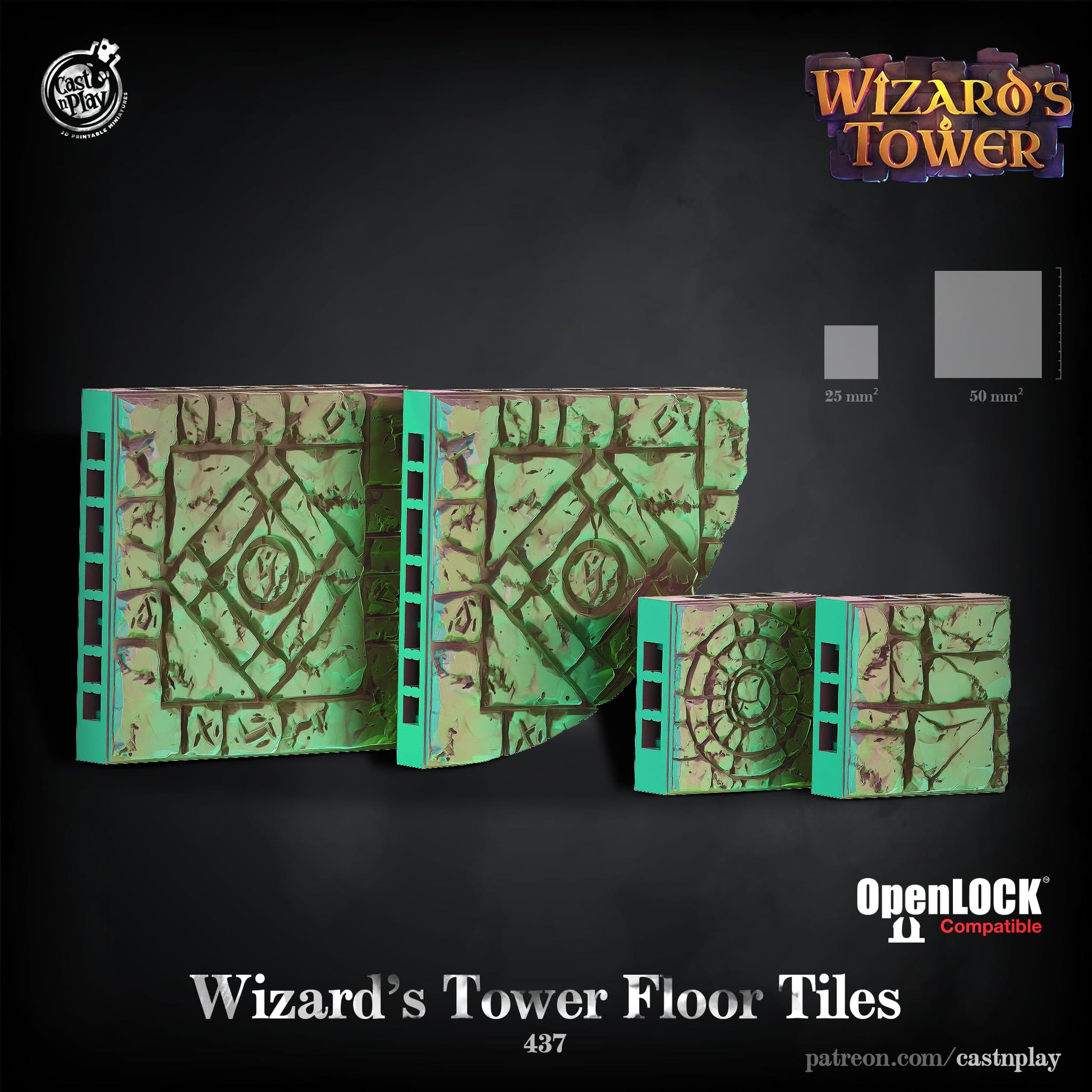 3D Printed Cast n Play Wizards Tower - Wizards Tower Floor Tiles 28mm 32mm D&D - 3D Printing Boss 
