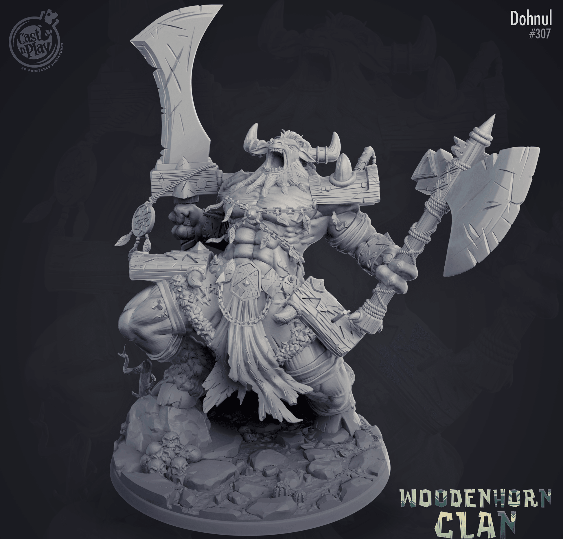 3D Printed Cast n Play Woodenhorn Clan - Monster Dohnul 28mm 32mm D&D - 3D Printing Boss 