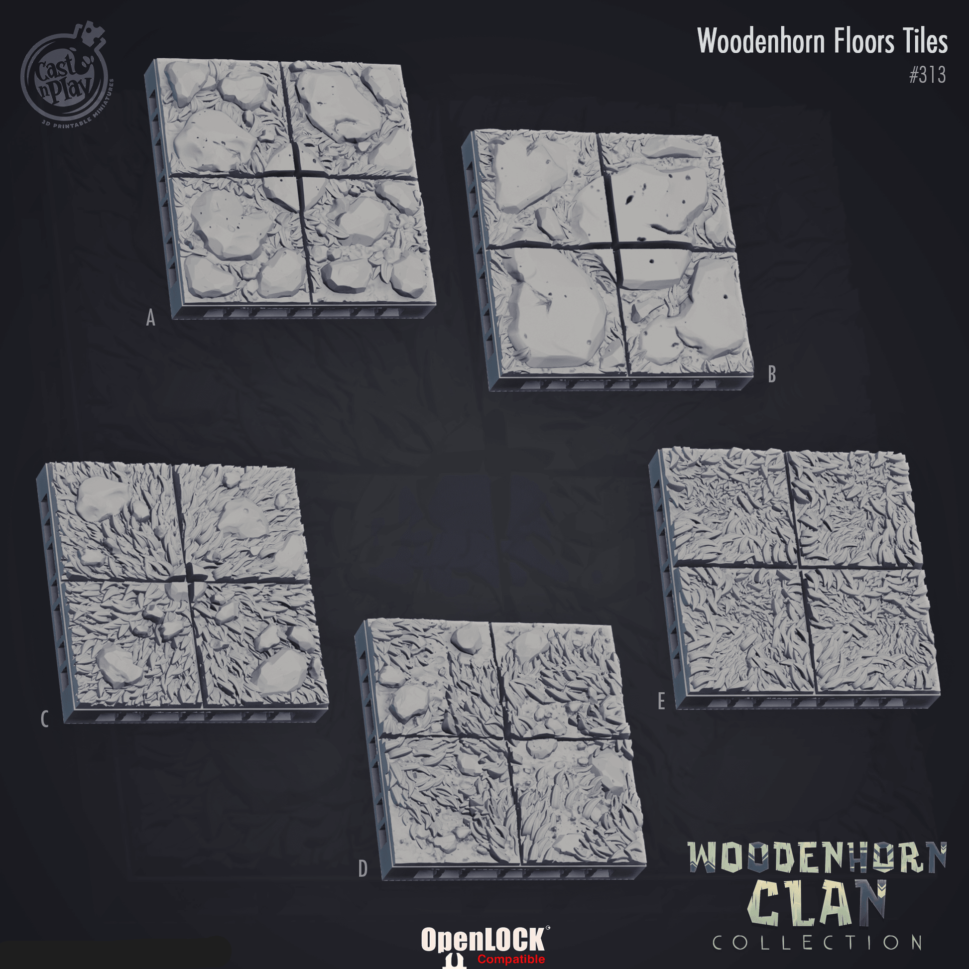 3D Printed Cast n Play Woodenhorn Clan - Woodenhorn Floors Tiles 28mm 32mm D&D - 3D Printing Boss 
