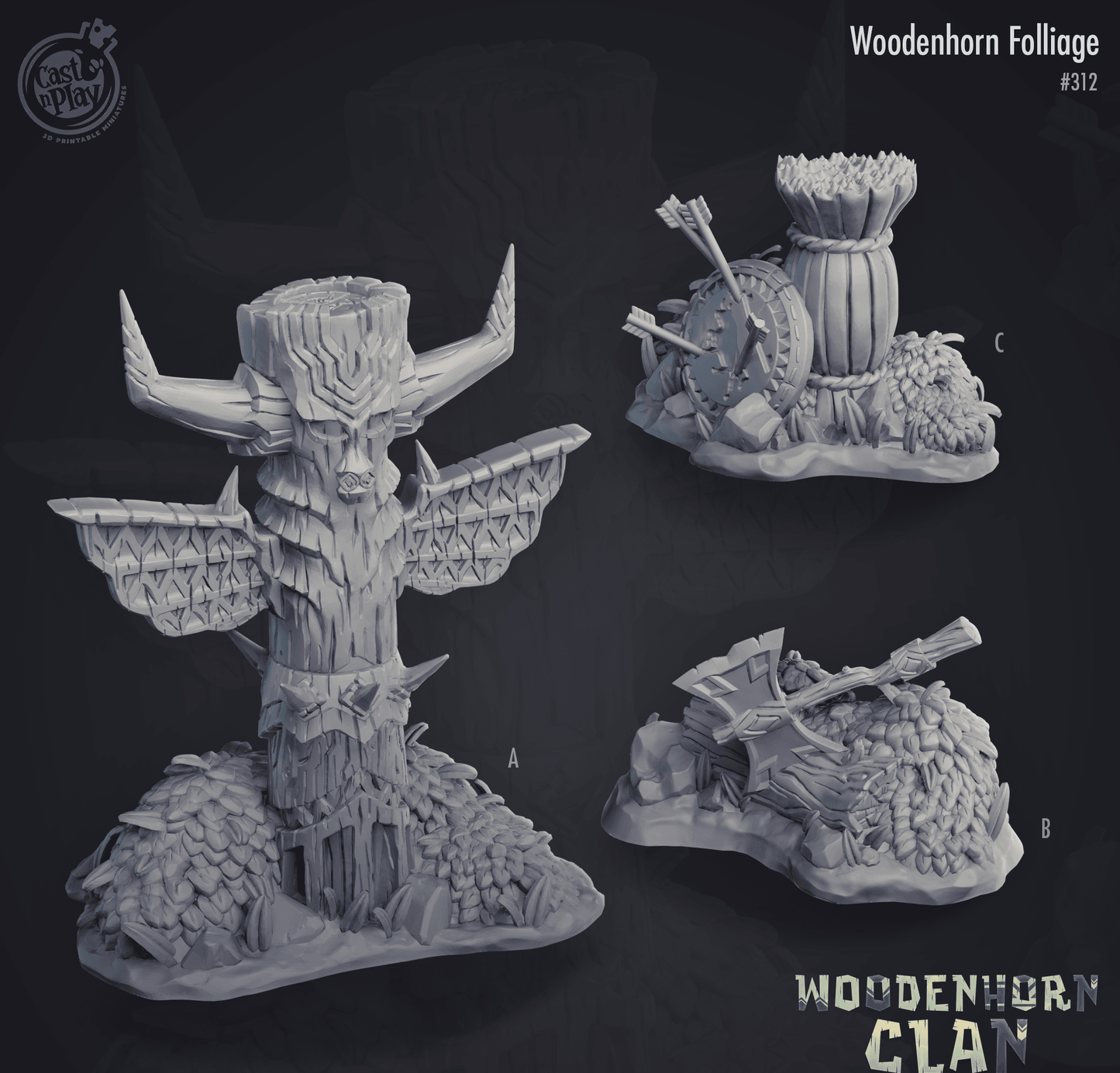 3D Printed Cast n Play Woodenhorn Clan - Woodenhorn Folliage 28mm 32mm D&D - 3D Printing Boss 