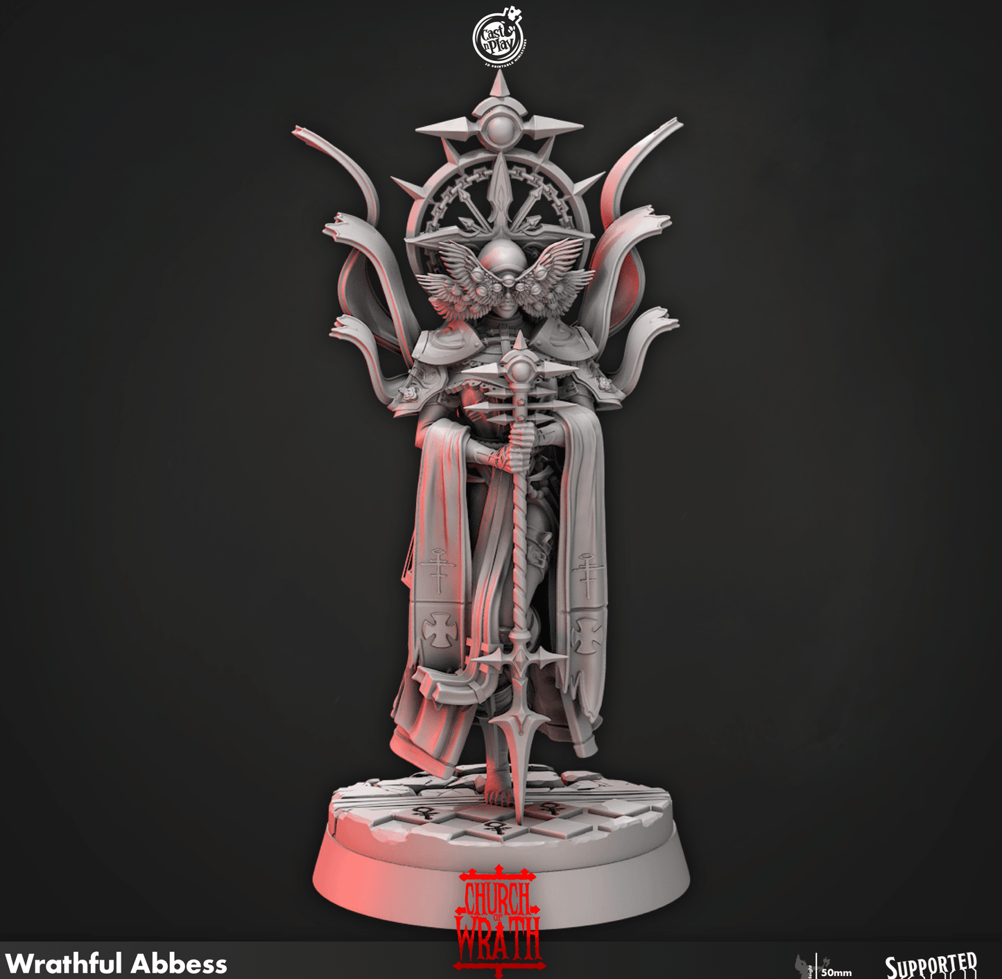 3D Printed Cast n Play Wrathful Abbess Church of Wrath 28mm 32mm D&D - 3D Printing Boss 