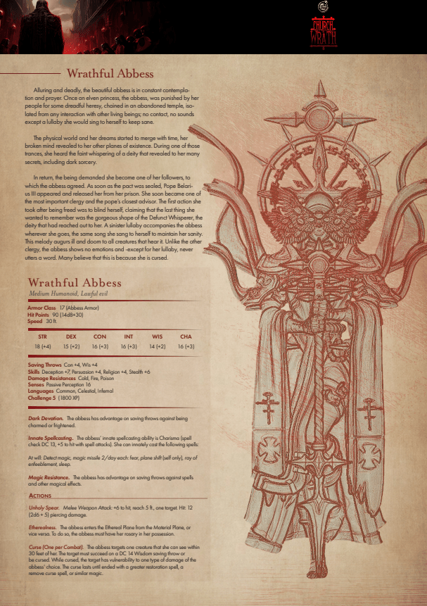 3D Printed Cast n Play Wrathful Abbess Church of Wrath 28mm 32mm D&D - 3D Printing Boss 