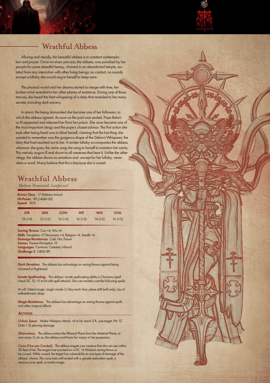 3D Printed Cast n Play Wrathful Abbess Church of Wrath 28mm 32mm D&D - 3D Printing Boss 