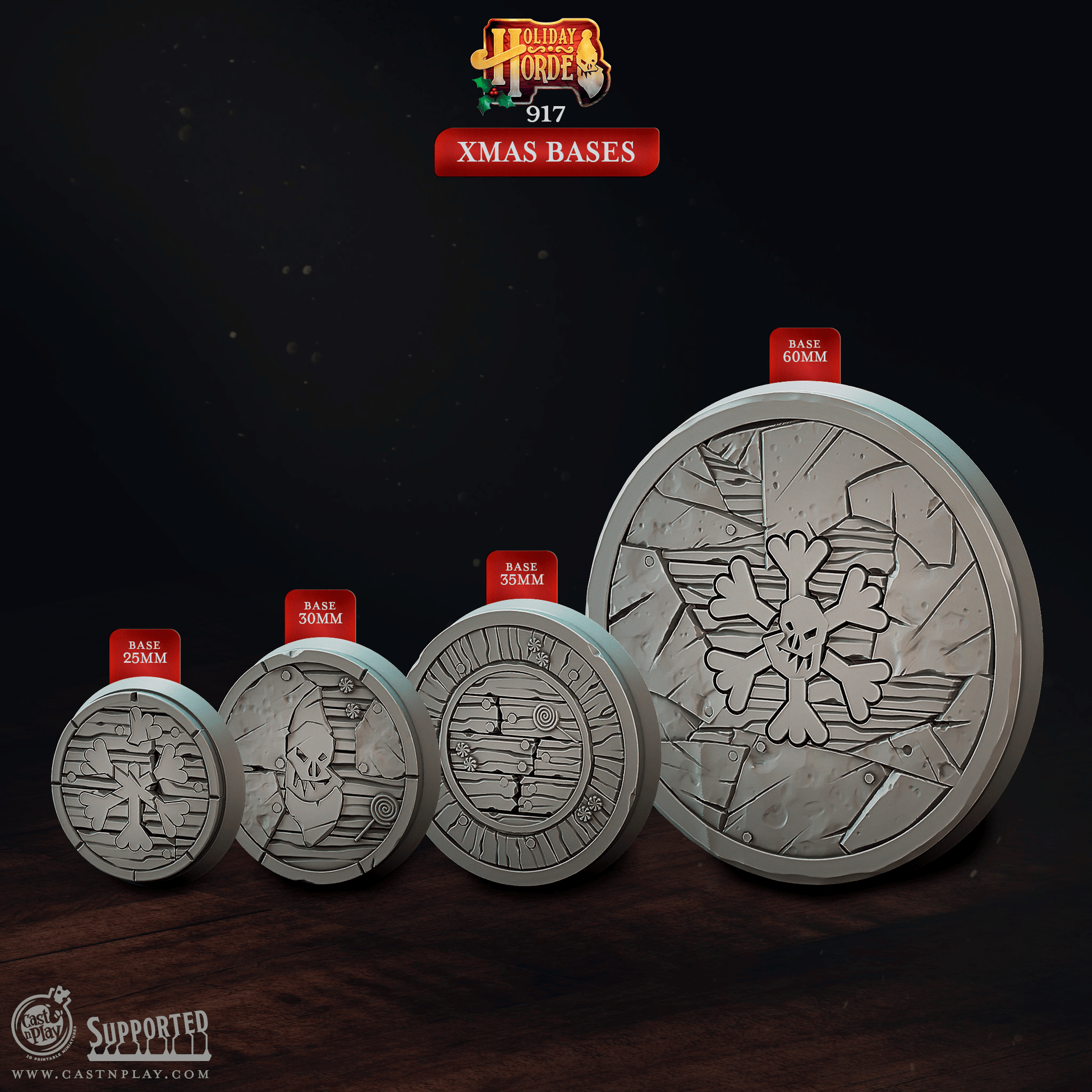 3D Printed Cast n Play Xmas Bases Holiday Horde Set 28mm 32mm D&D - 3D Printing Boss 