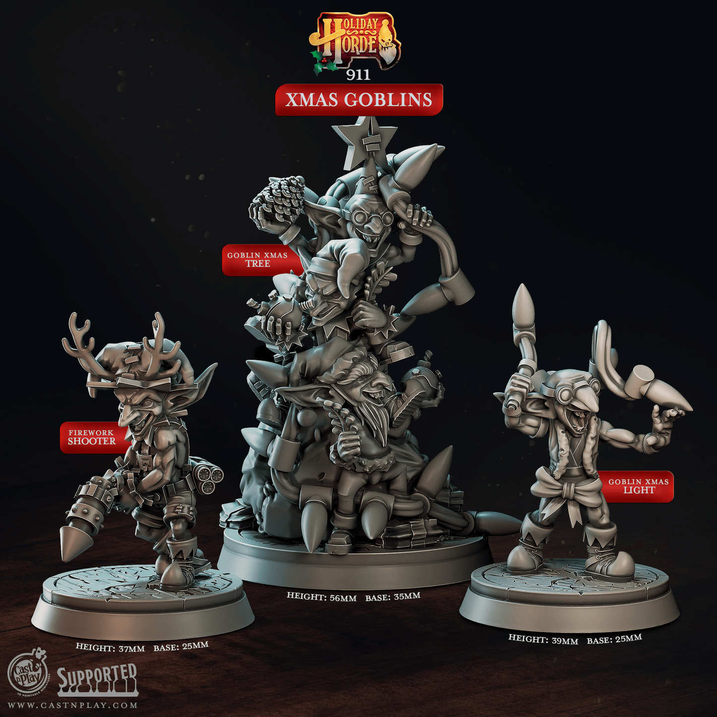 3D Printed Cast n Play Xmas Goblins Holiday Horde Set 28mm 32mm D&D - 3D Printing Boss 