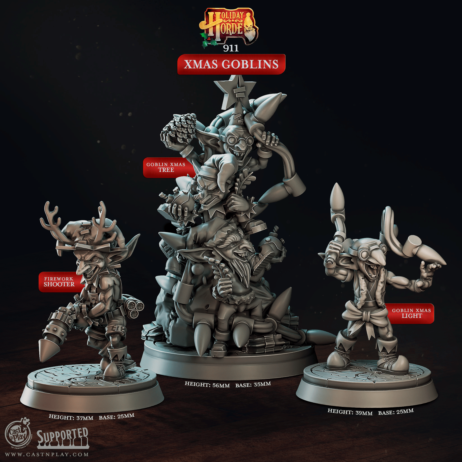 3D Printed Cast n Play Xmas Goblins Holiday Horde Set 28mm 32mm D&D - 3D Printing Boss 