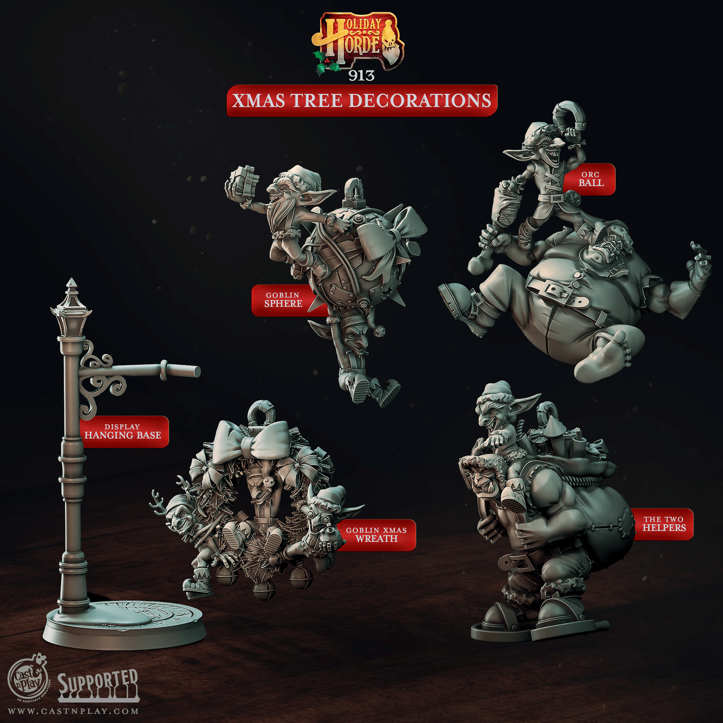 3D Printed Cast n Play Xmas Tree Decorations Holiday Horde Set 28mm 32mm D&D - 3D Printing Boss 