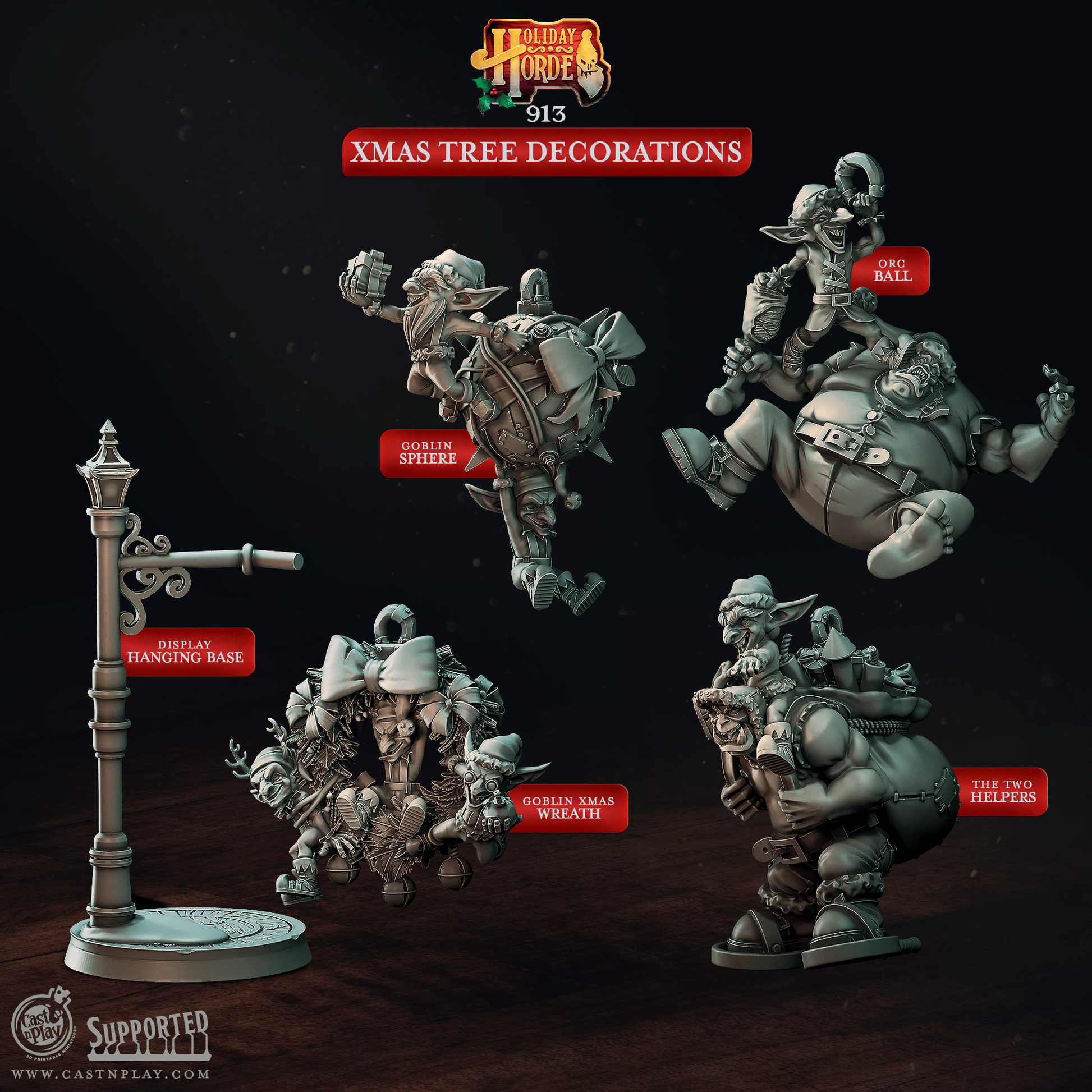 3D Printed Cast n Play Xmas Tree Decorations Holiday Horde Set 28mm 32mm D&D - 3D Printing Boss 