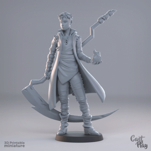 3D Printed Cast n Play Young Fire Wizard 28mm 32mm D&D - 3D Printing Boss 
