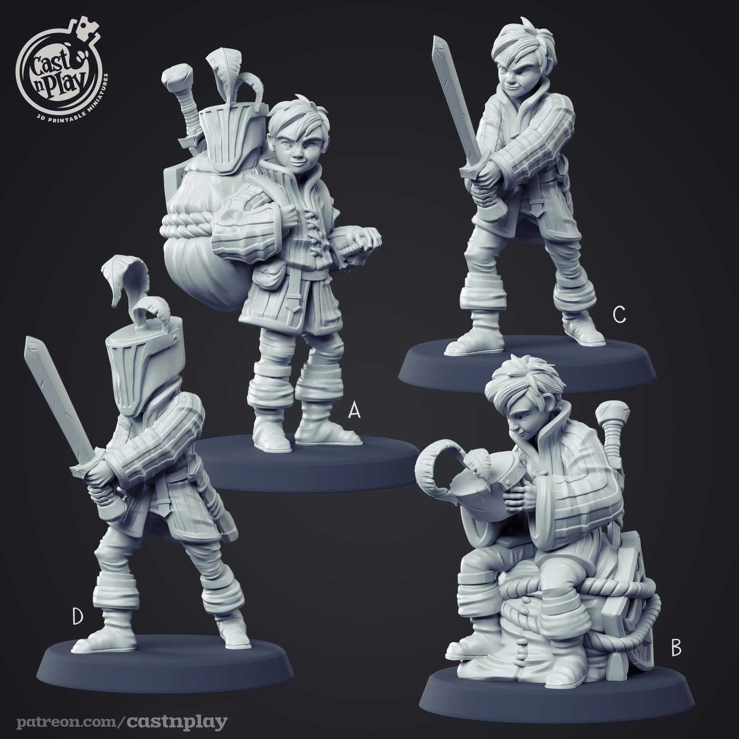 3D Printed Cast n Play - Young Squire 28mm 32mm D&D - 3D Printing Boss 