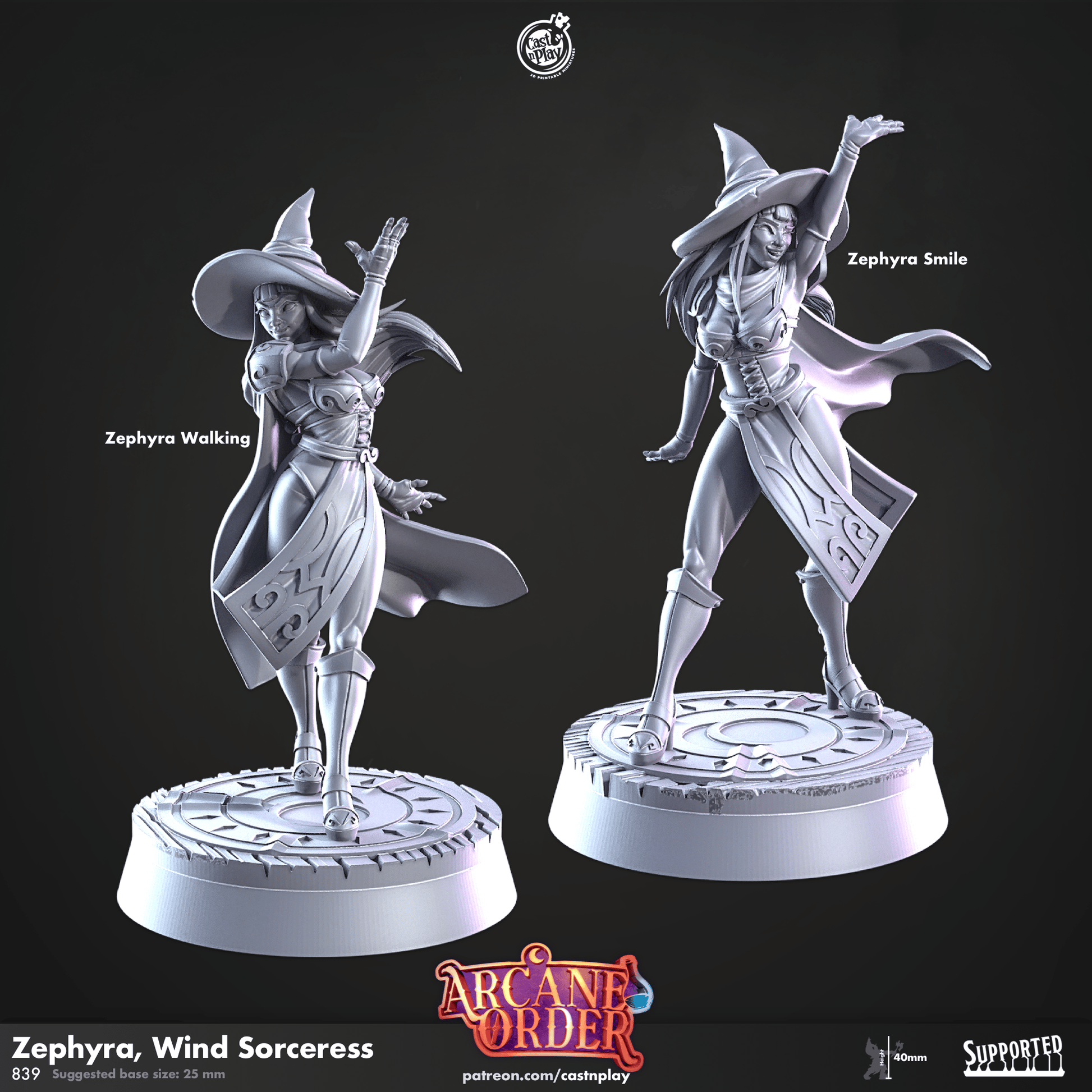 3D Printed Cast n Play Zephyra Wind Sorceress 28mm 32mm D&D - 3D Printing Boss 