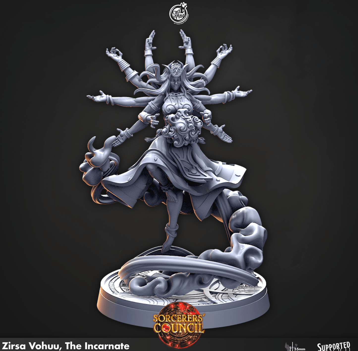 3D Printed Cast n Play Zirsa Vohuu, The Incarnate Sorcerers Council 28mm 32mm D&D - 3D Printing Boss 