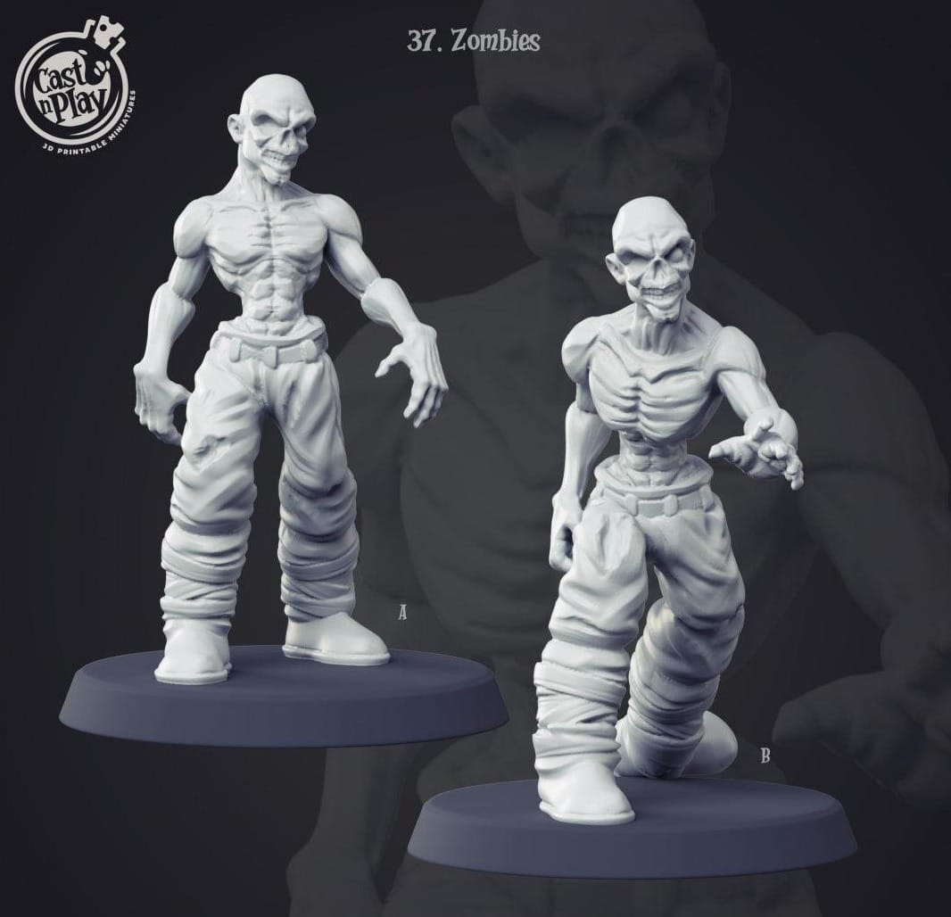 3D Printed Cast n Play Zombies 28mm 32mm D&D - 3D Printing Boss 
