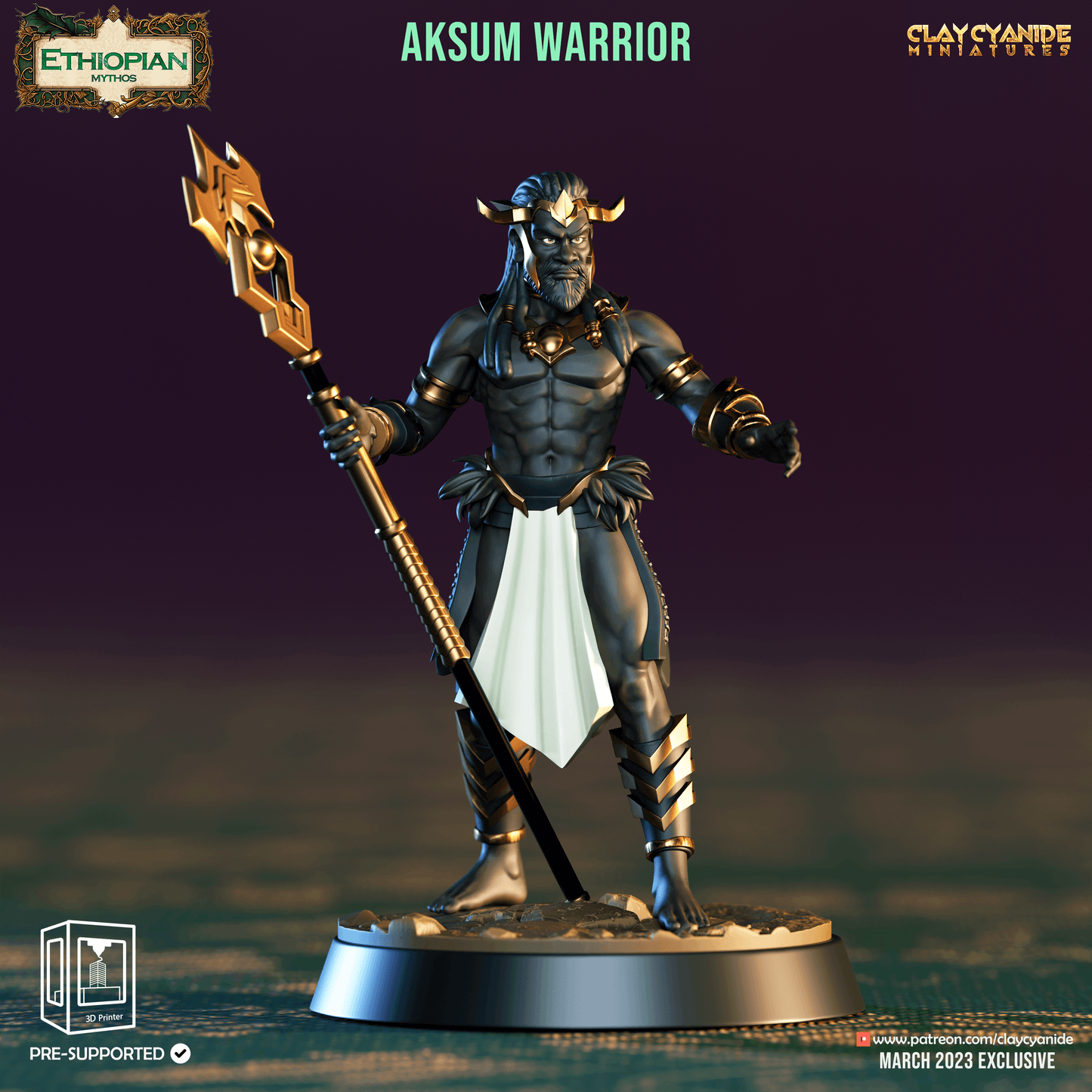 3D Printed Clay Cyanide Aksum Warriors Ethiopian Mythos 28 32 mm D&D - 3D Printing Boss 