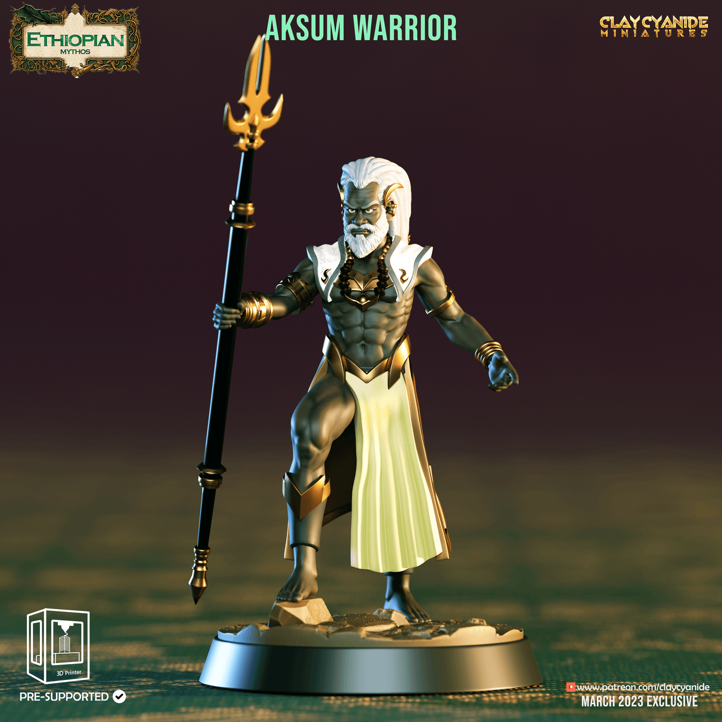 3D Printed Clay Cyanide Aksum Warriors Ethiopian Mythos 28 32 mm D&D - 3D Printing Boss 