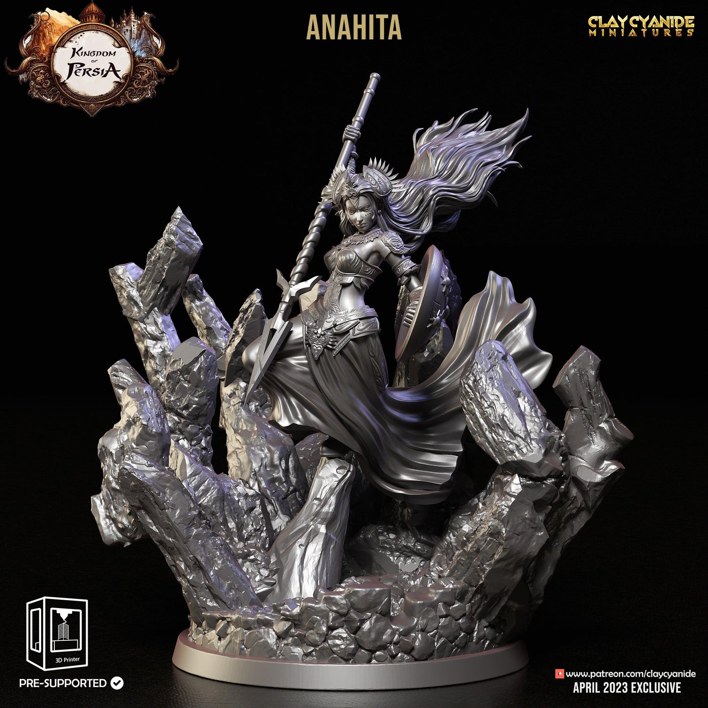 3D Printed Clay Cyanide Anahita Kingdom of Persia 28 32 mm D&D - 3D Printing Boss 