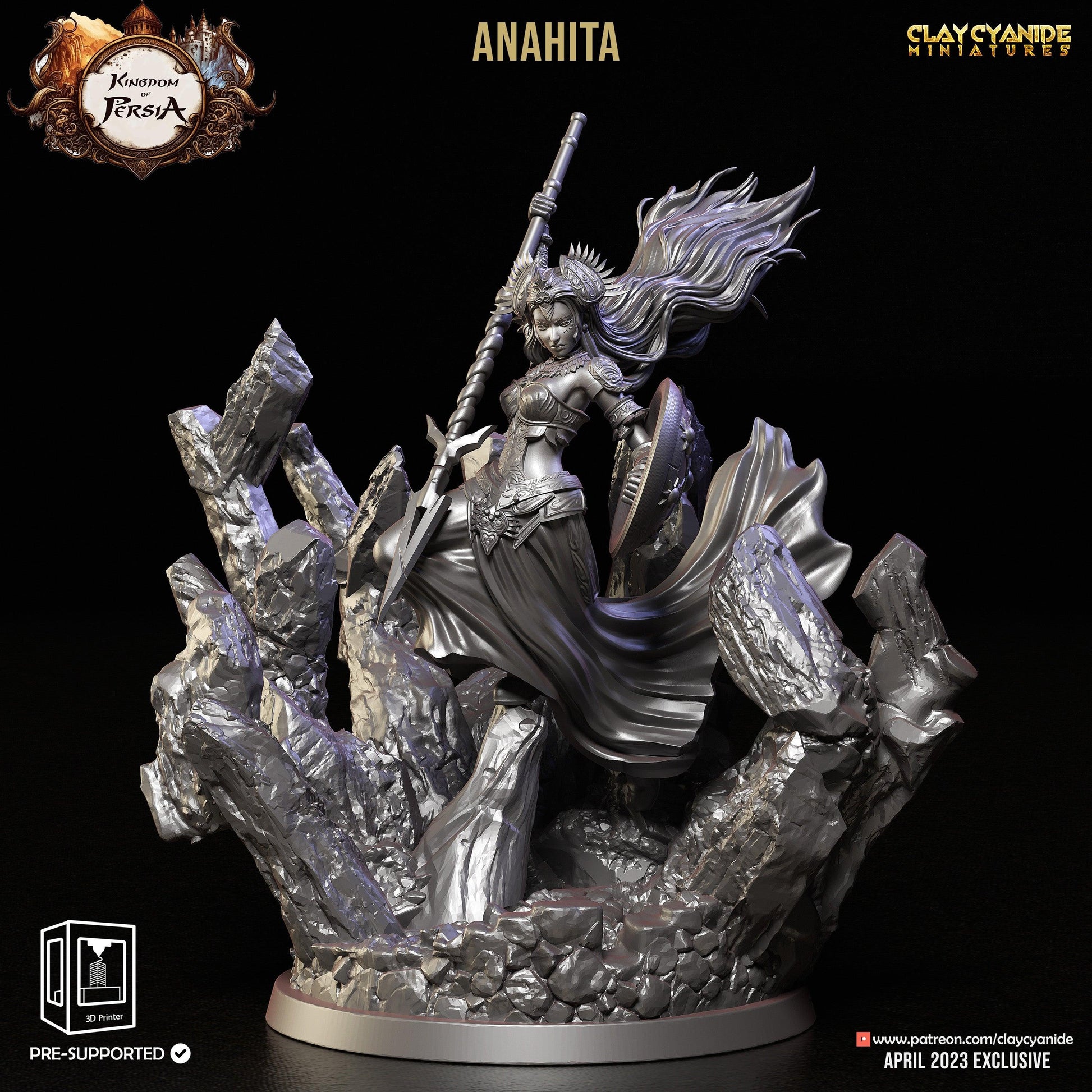 3D Printed Clay Cyanide Anahita Kingdom of Persia 28 32 mm D&D - 3D Printing Boss 