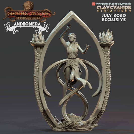 3D Printed Clay Cyanide Andromeda Greek Mythology Part 2 28 32 mm D&D - 3D Printing Boss 