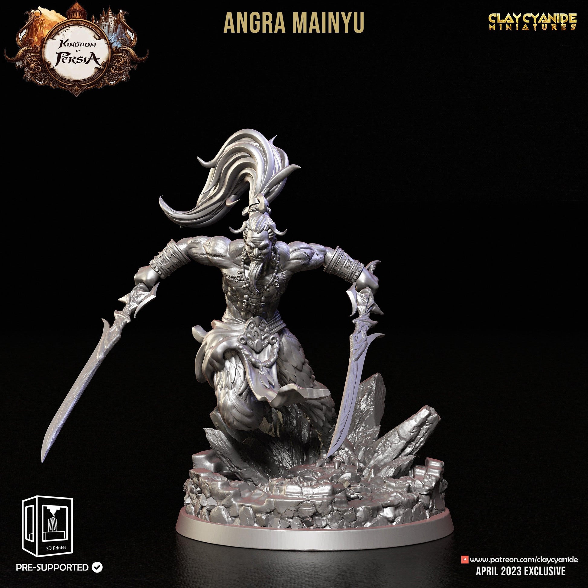 3D Printed Clay Cyanide Angra Mainyu Kingdom of Persia 28 32 mm D&D - 3D Printing Boss 