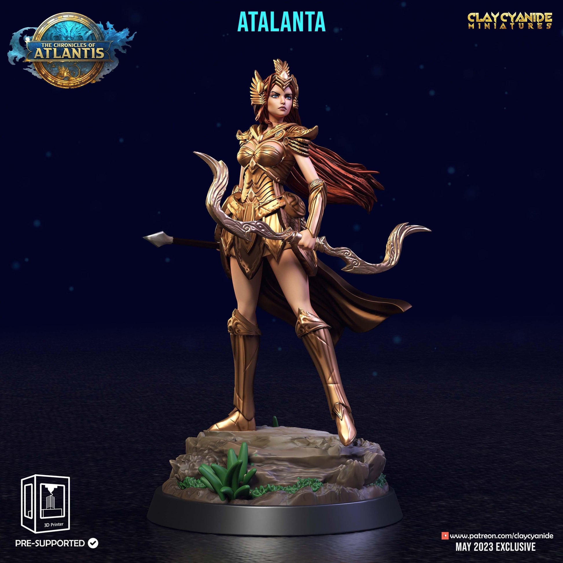 3D Printed Clay Cyanide Atalanta The Chronicles of Atlantis 28 32 mm D&D - 3D Printing Boss 