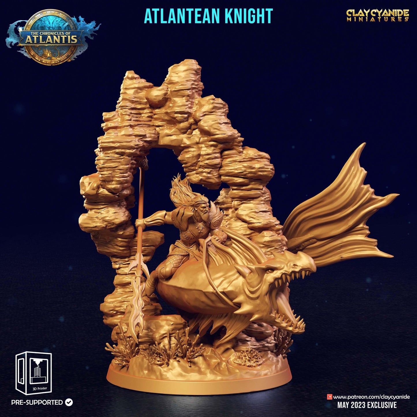 3D Printed Clay Cyanide Atlantean Knights The Chronicles of Atlantis 28 32 mm D&D - 3D Printing Boss 