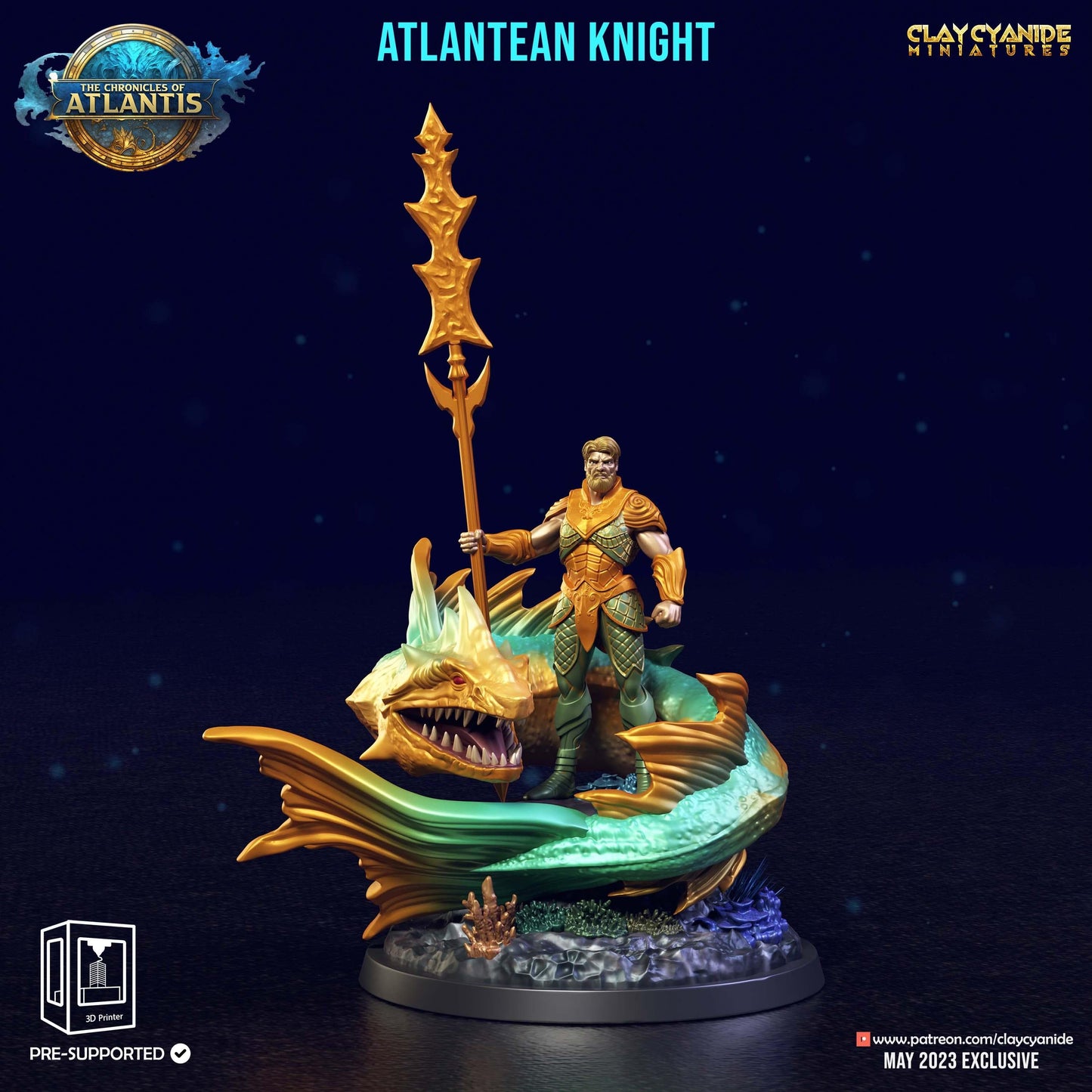 3D Printed Clay Cyanide Atlantean Knights The Chronicles of Atlantis 28 32 mm D&D - 3D Printing Boss 
