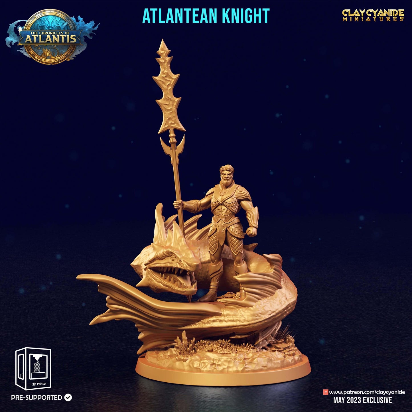3D Printed Clay Cyanide Atlantean Knights The Chronicles of Atlantis 28 32 mm D&D - 3D Printing Boss 