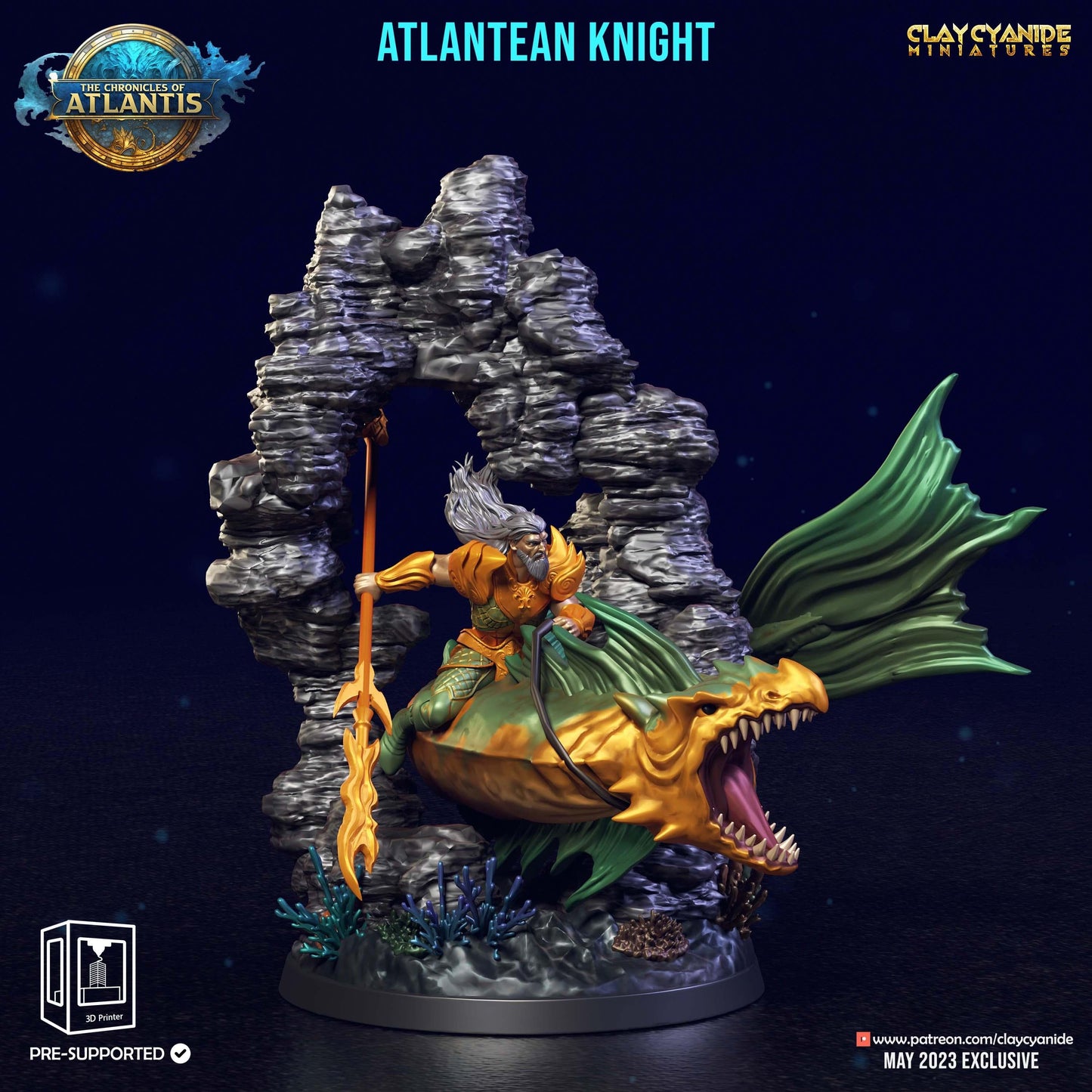 3D Printed Clay Cyanide Atlantean Knights The Chronicles of Atlantis 28 32 mm D&D - 3D Printing Boss 