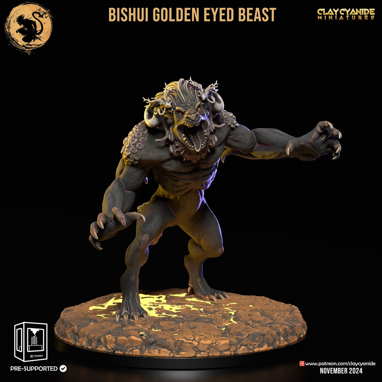 3D Printed Clay Cyanide Bishui Golden Eyed Beast Black Myth Wukong Set 28 32 mm D&D - 3D Printing Boss 