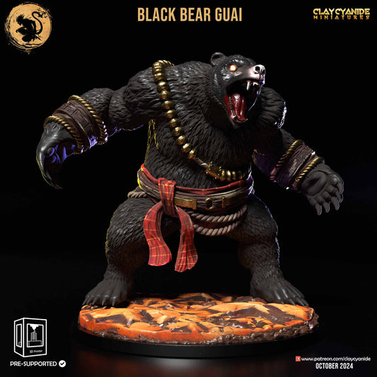 3D Printed Clay Cyanide Black Bear Guai Black Myth Wukong Set 28 32 mm D&D - 3D Printing Boss 