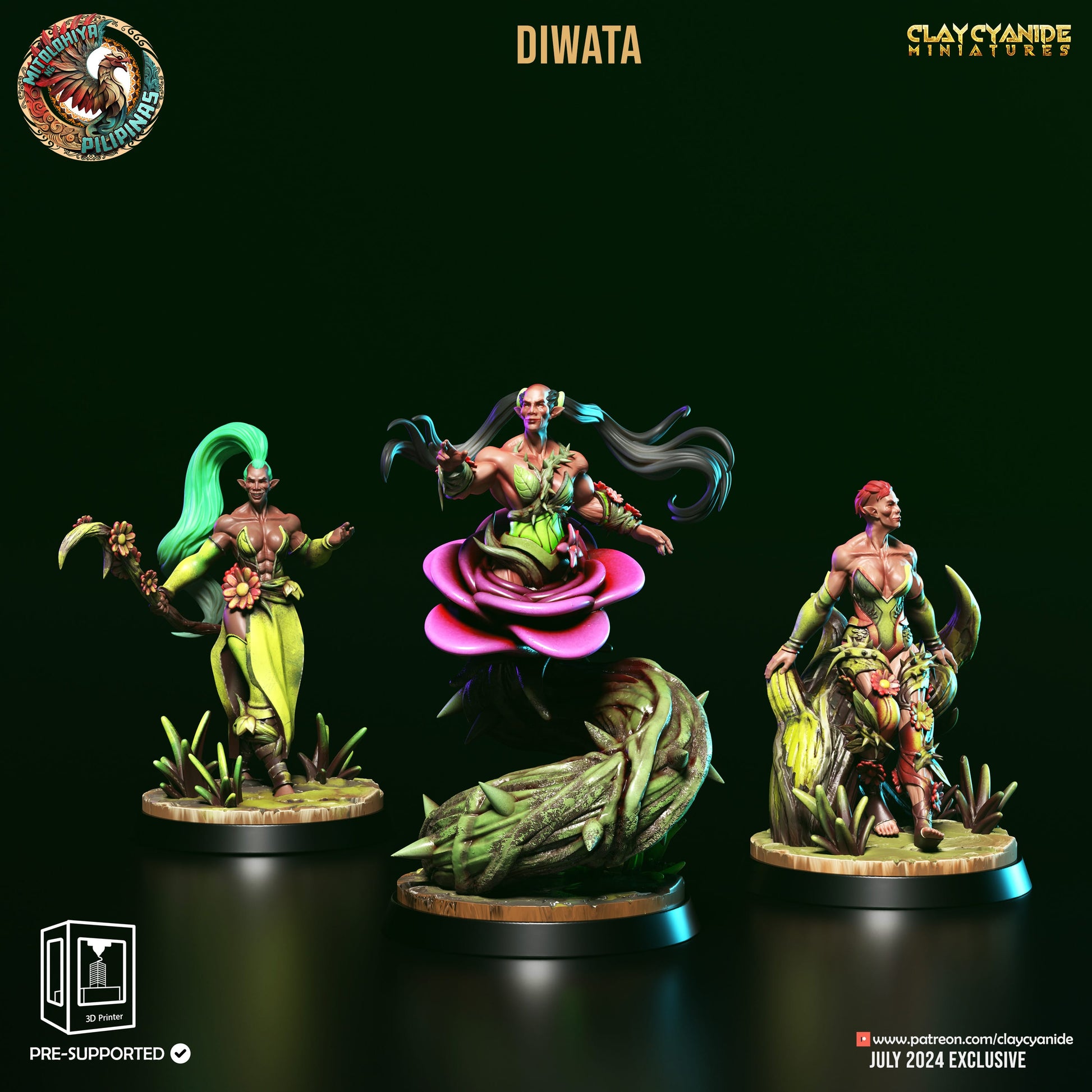 3D Printed Clay Cyanide Diwata Set Philippine Mythology 28 32 mm D&D - 3D Printing Boss 