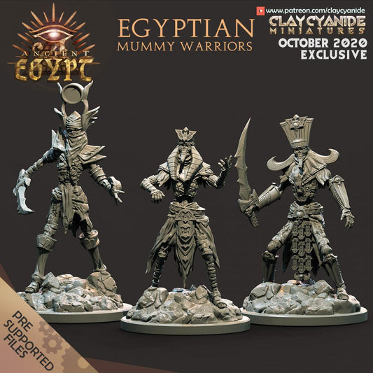 3D Printed Clay Cyanide Egyptian Mummy Warriors Egyptian Mythology 28 32 mm D&D - 3D Printing Boss 