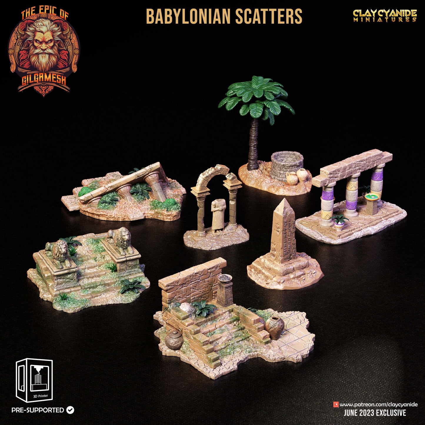 3D Printed Clay Cyanide Epic of Gilgamesh Set Babylonian Scatter Terrain 28 32 mm D&D - 3D Printing Boss 