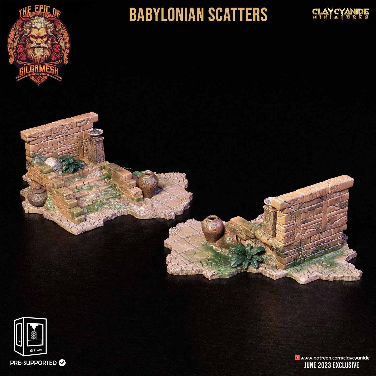 3D Printed Clay Cyanide Epic of Gilgamesh Set Babylonian Scatter Terrain 28 32 mm D&D - 3D Printing Boss 