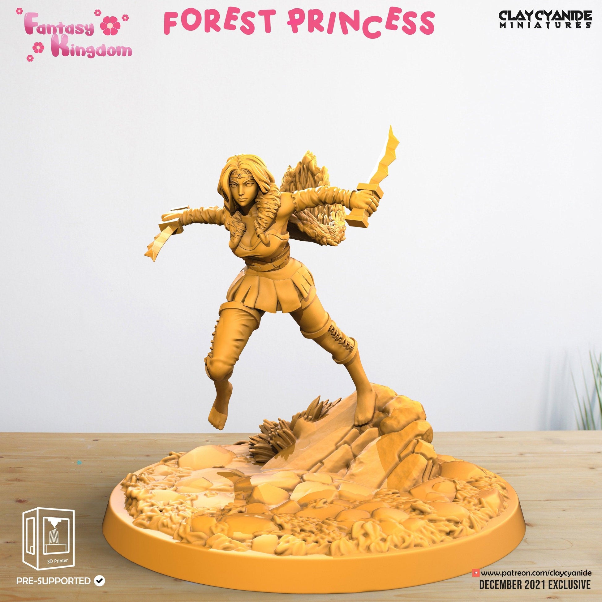 3D Printed Clay Cyanide Fantasy Kingdom - Forest Princess 28mm 32mm D&D - 3D Printing Boss 